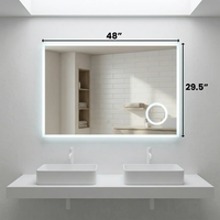 Miroir de salle de bain mural à LED avec miroir de maquillage, commande tactile, lumière à intensité réglable, anti-buée, miroir éclairé par LED pour salle de bain