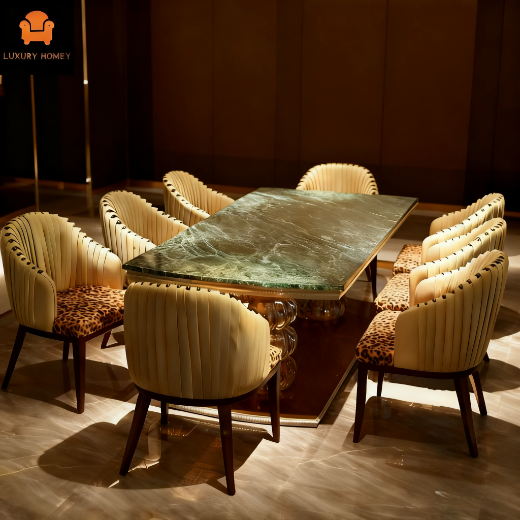 Luxury Homey Marble Dining Room Set Modern Polished Design Durable Construction  Home & Commercial Use Dining Furniture