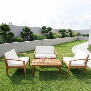 Canapé de jardin contemporain en bois d'acacia éco-responsable, une place, pour intérieur/extérieur, fabriqué au Vietnam par Thinh Phu IRIS - Product Image 1