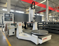 Routeur CNC 5 axes Rongchi avec table de chargement/déchargement double pour portes en bois, meubles, armoires, changeur d'outils automatique ATC, commande Syntec