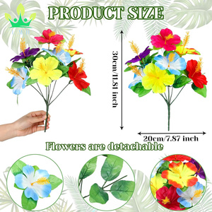 6 ชิ้น<span class=keywords><strong>ฮาวาย</strong></span>ดอกไม้ช่อดอกไม้สําหรับตารางFaux Hibiscusช่อดอกไม้ประดิษฐ์ดอกไม้เขตร้อนสําหรับLuauฤดูร้อนธีมพรรคโปรดปราน - Product Image 4