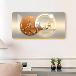 Horloge murale <span class=keywords><strong>en</strong></span> porcelaine cristalline à impression numérique <span class=keywords><strong>pour</strong></span> la décoration de la salle à manger moderne, peintures murales numériques <span class=keywords><strong>pour</strong></span> le <span class=keywords><strong>salon</strong></span> - Product Image 1