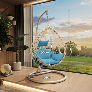 Silla Colgante Moderna de Mimbre Sintético con Cojín Impermeable para Uso en Restaurantes y Villas al Aire Libre, Silla Colgante para 1 Persona - Product Image 2