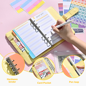 Cahier 6 anneaux en spirale planificateur d'affaires travail Agenda Budget liant Macaron couleur bonbon couverture en cuir PU A5 A6 classeur vente en gros - Product Image 4