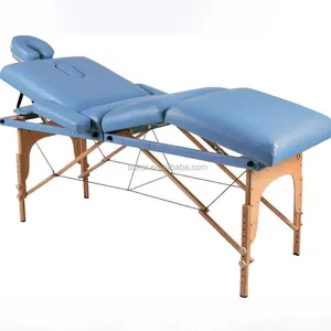 Professional Lightweight Luxurious Design Portable Folding 4 Section Wooden Salon Bed Massage Table