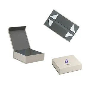 Desain Kustom Kardus Keras Kaku Kotak Kemasan Hadiah Magnetik Hitam dengan Penutup Magnet