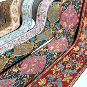 Pita Jacquard Etnik 6cm 100% Poliester dengan Pola Bunga untuk Pesta, Pakaian, Jepit Rambut & Proyek DIY - Product Image 1