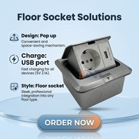 Boente FS31EU Prise de sol escamotable de haute qualité, norme européenne, avec port USB, 16A, en alliage d'aluminium argenté, garantie 12 mois