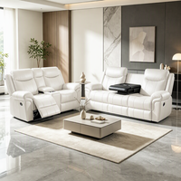 Ensemble de fauteuils inclinables manuels modernes et innovants Frank à 3 places avec console porte-gobelets pour home cinéma