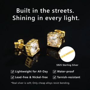 <span class=keywords><strong>Boucles</strong></span> <span class=keywords><strong>d</strong></span>'oreilles hip-hop en <span class=keywords><strong>argent</strong></span> sterling 925 serties de zircons cubiques 5A, plaquées <span class=keywords><strong>or</strong></span> 14 carats, hypoallergéniques, résistantes au ternissement - Product Image 5