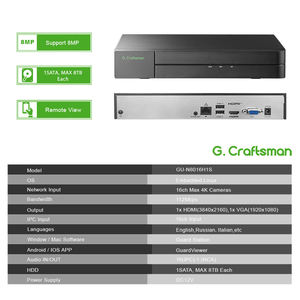 GU-N8016H1S Gcraftsman <span class=keywords><strong>NVR</strong></span> CCTV 4K 16 canaux 4K 8MP pour système de caméra de sécurité IP Logiciel Uniview Guardstation Application Guardviwer - Product Image 2