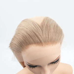 Topper de cheveux humains vierges bruts européens avec ligne de cheveux blanche, en dentelle suisse HD, racine naturelle, blond - Product Image 2