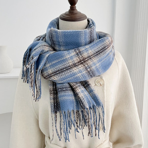 Plaid <b>Scarf</b> Custom Logo British Classic <b>Tartan</b> Thick Warm Tassel Fringe Unisex Winter Shawl Factory Wholesale - Product Image 2