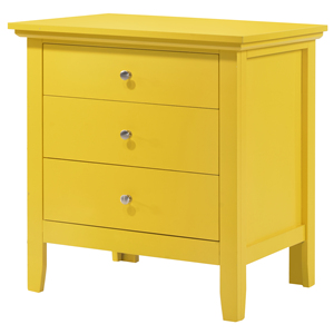 โต๊ะข้างเตียงสีเหลือง 3 ลิ้นชักสำหรับเก็บของในห้องนอน - Product Image 2