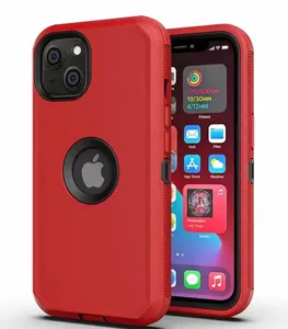 Logo muncul hibrida 3 in 1 Kombo kotak luar casing ponsel untuk iPhone 15 otter casing ponsel, harga pabrik untuk iPhone 15 casing tugas berat