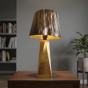 Modern Luxury Adjustable Electric LED Table Lamp with <b>Drum</b> <b>Shade</b> Geometric Gold Metal Design for Bedroom and Living Room Decor - Product Image 3