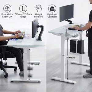 Escritorio Gaming de Vidrio Templado de 120*70cm con Doble Motor para Cibercafé, con Soporte para Monitor, Soporte para <span class=keywords><strong>PC</strong></span>, Logotipo Artístico Impreso Personalizado - Product Image 2