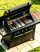 Barbecue à gaz haut de gamme à 8 brûleurs avec deux brûleurs principaux infrarouges et quatre brûleurs tubulaires en acier inoxydable