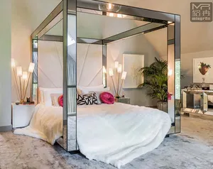 Full Mirror Tent Tuffed High HeadBoard Mirrored Cheap Bedroom Furniture Full Queen King Bed