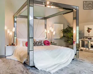 Volle Spiegel Zelt Tuffed Hohe Kopfteil Mirrored Billig Schlafzimmer Möbel Volle Königin König Bett