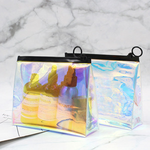 Bolsa de cosméticos de PVC resistente al agua y al voltaje, cortada con láser, moderna y colorida, bolsa de aseo, bolsa de almacenamiento de viaje de gran capacidad - Product Image 1