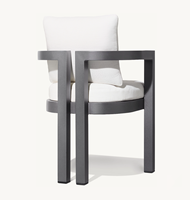 PORTOFINO Mobilier d'extérieur en aluminium de style américain Chaise à dossier en T et demi-cercles Chaise de salle à manger en aluminium fabriquée à la main avec bras