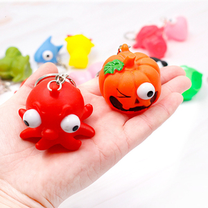 Porte-clés promotionnels personnalisés pas chers, porte-clés souple avec logo personnalisé 3D, jouet à presser animal marin avec yeux qui sortent - Product Image 3