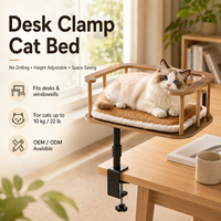 Plateforme de repos pour chat personnalisée à fixer sur fenêtre ou bureau, en bois, avec coussin, OEM ODM
