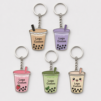 Porte-clés personnalisés en gros pour thé Boba, design boisson Bubble Tea, porte-clés avec logo de pâtisserie, cadeaux promotionnels
