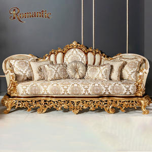 मध्य पूर्वी शाही महल के रहने वाले कमरे के कमरे के कमरे के लिए ठोस लकड़ी के कपड़े शीर्ष छोर लंबे सोफे पर सेट किया - Product Image 3