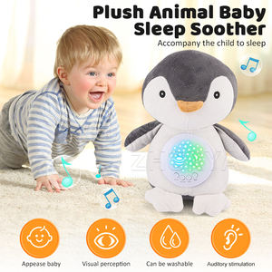 Zhorya peluche <span class=keywords><strong>pingouin</strong></span> blanc <span class=keywords><strong>bruit</strong></span> machine avec projecteur veilleuse musicale bébé sommeil doux apaisant animaux en peluche jouet - Product Image 3