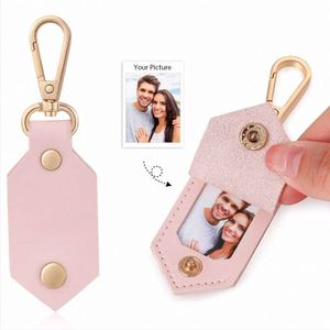 Lightweight PU Leather Photo Keychain Corporate Gifts Personalized Keychain Charm Mini Photo <b>Frame</b> for <b>Friends</b> Family Lover - Product Image 1