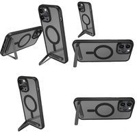 Casing Magnetik Transparan untuk iPhone 16 Pro Max 17 Air 15 14 13 12 11 Plus, Penutup iPhone Bening dengan Penyangga