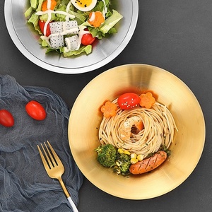 Ciotola di <span class=keywords><strong>Pasta</strong></span> coreana all'ingrosso in acciaio inossidabile cappello ciotola di bambù piatti occidentali piatto insalatiera - Product Image 6