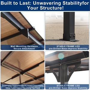 10x12FT Moderne Écologique Mural Extérieur Pergola Gazebo Toit En Polycarbonate Robuste En Métal Lean-To Mobilier D'extérieur - Product Image 5