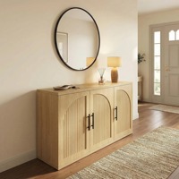 Meuble buffet OEM/ODM avec rangement, buffet latéral symétrique à arche avec étagère réglable, poignées noires, meuble TV en bois