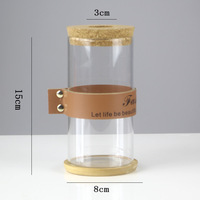 Vase en verre de haute qualité avec bouchon en liège, vase en verre cylindrique pour salon