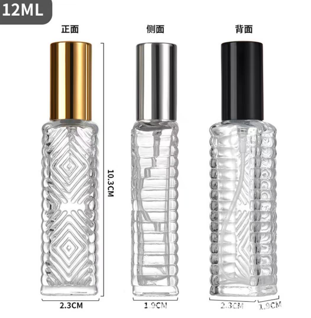 12ml Glass Spray Bottle with Black Pump Cap