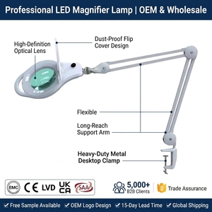 3 or 5 Diopter Flexible Arm Clamp on Daylight <b>LED</b> Esthetician Magnifying Lamp <b>Working</b> Task <b>Light</b> for Beauty Salon - Product Image 1