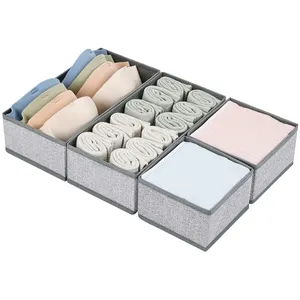 Lot de 4 Organisateurs de tiroirs pour sous-vêtements en tissu écologique Organisateurs de placard diviseurs pliables Vêtements pour bébés Chaussettes Ceinture Cravate