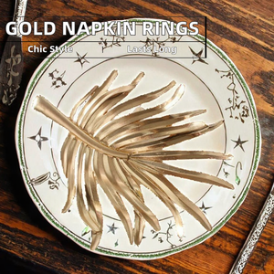 Cintas para Servilletas Doradas Clásicas con Diseño de Plumas, Hebillas Metálicas para Servilletas para Fiestas, Banquetes, Bodas, Aniversarios, Baby Showers - Product Image 3