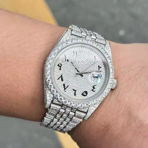 2025 High-End Hot-Selling Luxury <b>Men's</b> Mechanical <b>Watch</b> with Full Diamonds, Arabic Numerals, and Steel Strap - Product Image 2