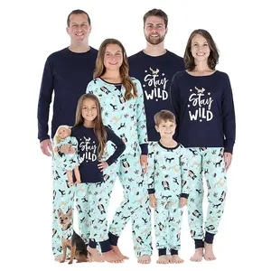 Vêtements de maison de Chine Fabrication Ensemble assorti imprimé personnalisé Pyjama de Noël Pyjamas familiaux Ensembles assortis