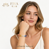 Bracelet en Citrine Naturelle, Améthyste et Pierre de Lune 11-12mm - Bijou Équilibrant Multi-Pierres Précieuses, Cadeau Spirituel pour Elle/Lui