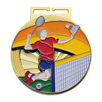 Médaille de récompense pour tournoi de badminton - Médaille sportive en métal durable avec impression UV, logo personnalisé et gravure