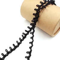 25yards DIY Vêtements Couture Dentelle 15mm Noir Blanc Cerceau Bouton Garniture Boucle Bouton Manchette Tricoté Élastique Froncé Tatted Bordure Dentelle