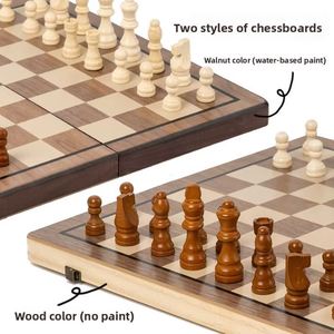 Large Solid Wood Double Queen Magnetic Chess Set,Foldable Checkers Board With Color Box Packaging for Family Game <b>Gift</b> - Product Image 4