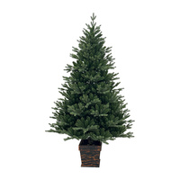 Sapin de Noël Artificiel 1,8m 1,95m 2,1m en PE et PVC, Aiguilles Mixtes Vertes, avec Bac en Bois, Vente en Gros, Décoration Intérieure