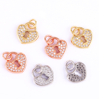 Serrure CZ Mini Charm, couleur plaquée or véritable 18 carats, collier bracelet pendentif pour la fabrication à la main bijoux à bricoler soi-même fournitures L75