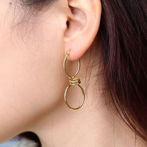 Chris April เงินเกาหลีเครื่องประดับต่างหูบิดเกลียวขนาดใหญ่ชุบทอง18K - Product Image 3
